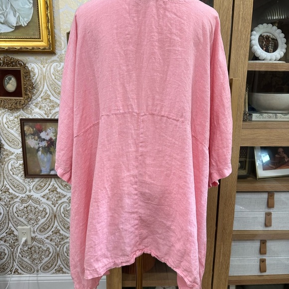 Match Point 100% Linen Elegant Pink Women's Top Size Large - Picture 4 of 6